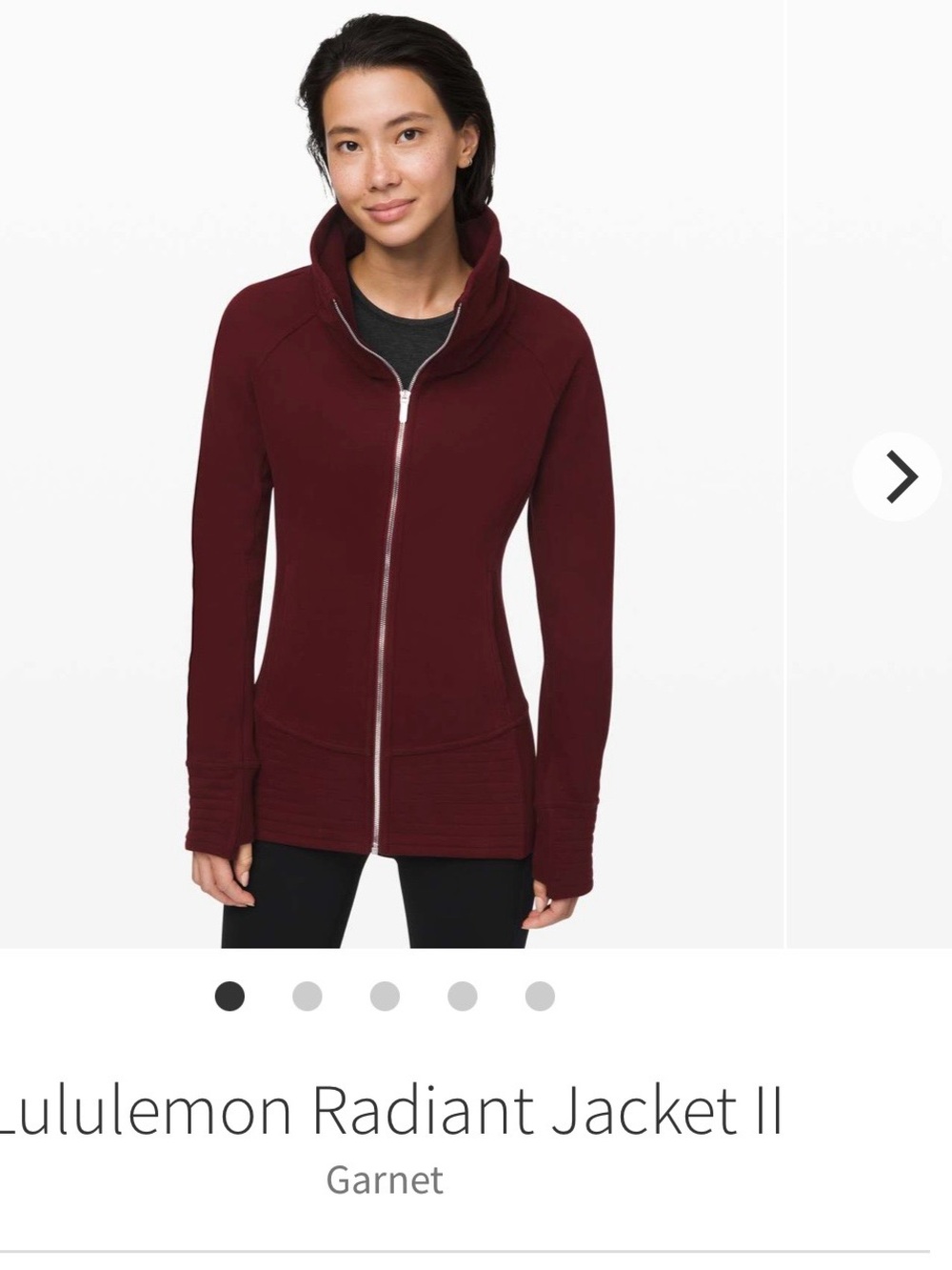 Lululemon Radiant Jacket II Garnet Size 8 Full Zip